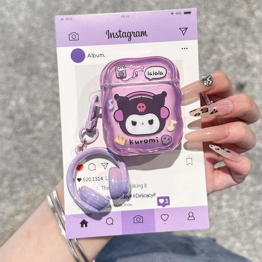 Gift Styles That Girls Like For Sanrio Melody Kuromi Hello Kitty Anti-drop Headphones Cover Cartoon For Airpods 4 3 1 2 Pro Pro2