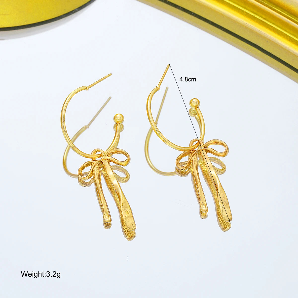 New Luxury Fashion Bowknot Earrings Retro Soft Versatile Gold Color Tassel Stud Earring Jewelry For Daily Wear By Women Gifts