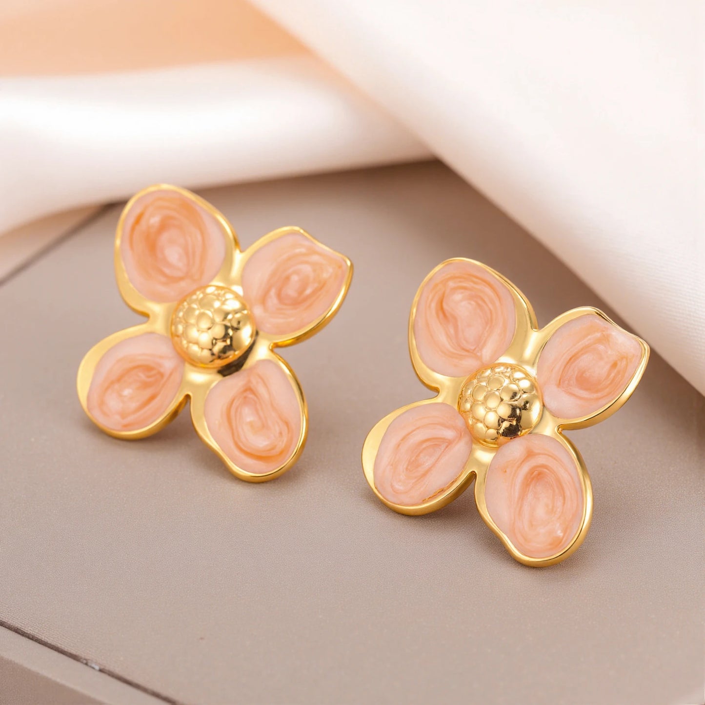 Cazador 2Pcs Flower Women's Earrings Stainless Steel Stud Earrings Jewelry Trend 2025 Party Wedding Birthday Gifts New Wholesale