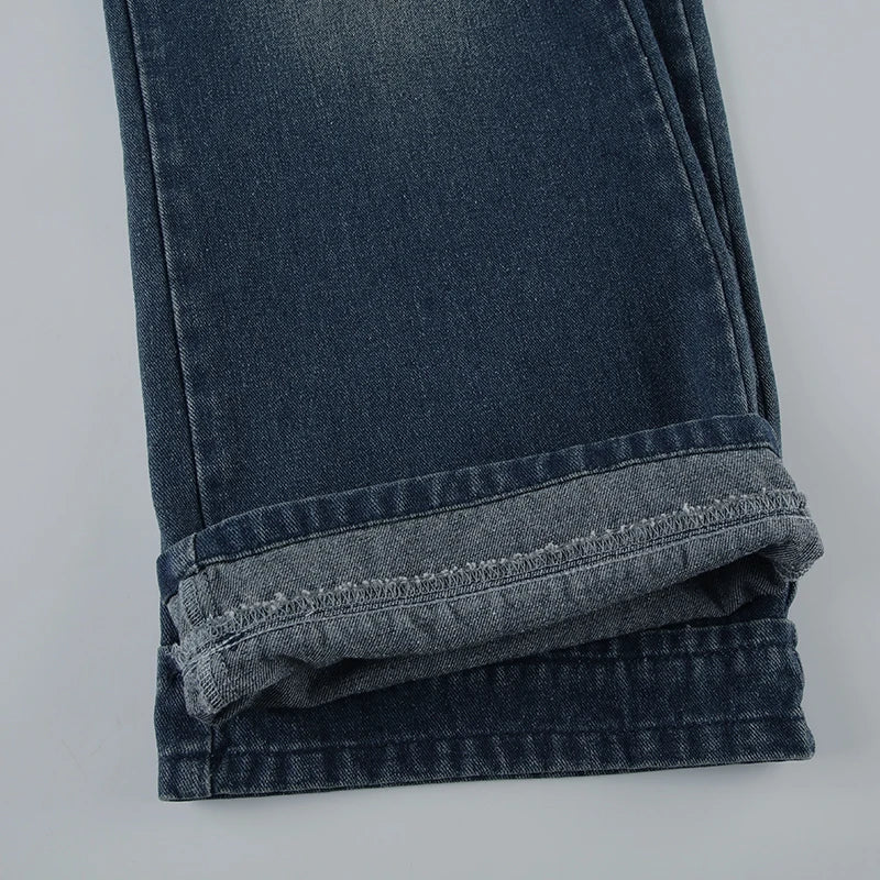 Darlingaga Fashion Washed Buttons Jeans For Women Loose Low Rise Basic Trousers Chic Style Pockets Straight Leg Denim Pants New