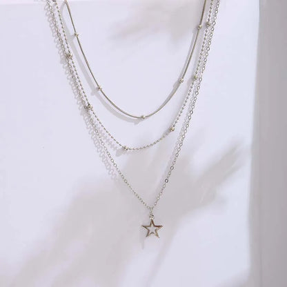 Necklace European And American Simple Temperament Lovely Atmosphere Star Moon Popular Lady Necklace Set For Women Multilayer