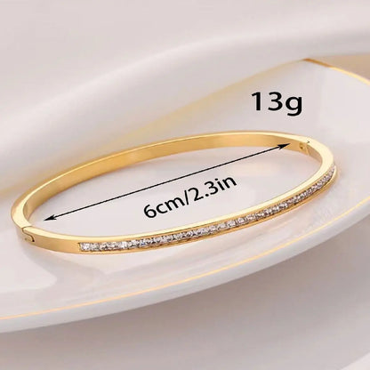 1pc Titanium Steel Gold Bracelet, Fashionable Classic Style, Stainless Steel Bracelet,Inlaid With Zircon,For Womens Daily Wear