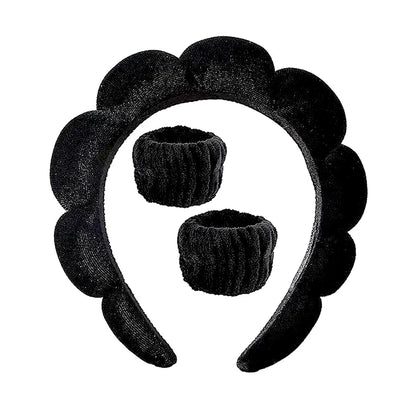 Cute Fashion Multifunctional Women's Face Washing Cuffs Waterproof Water Absorbent Wrist Cotton Velvet Hairband Hair Accessories