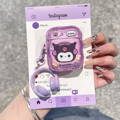 Gift Styles That Girls Like For Sanrio Melody Kuromi Hello Kitty Anti-drop Headphones Cover Cartoon For Airpods 4 3 1 2 Pro Pro2