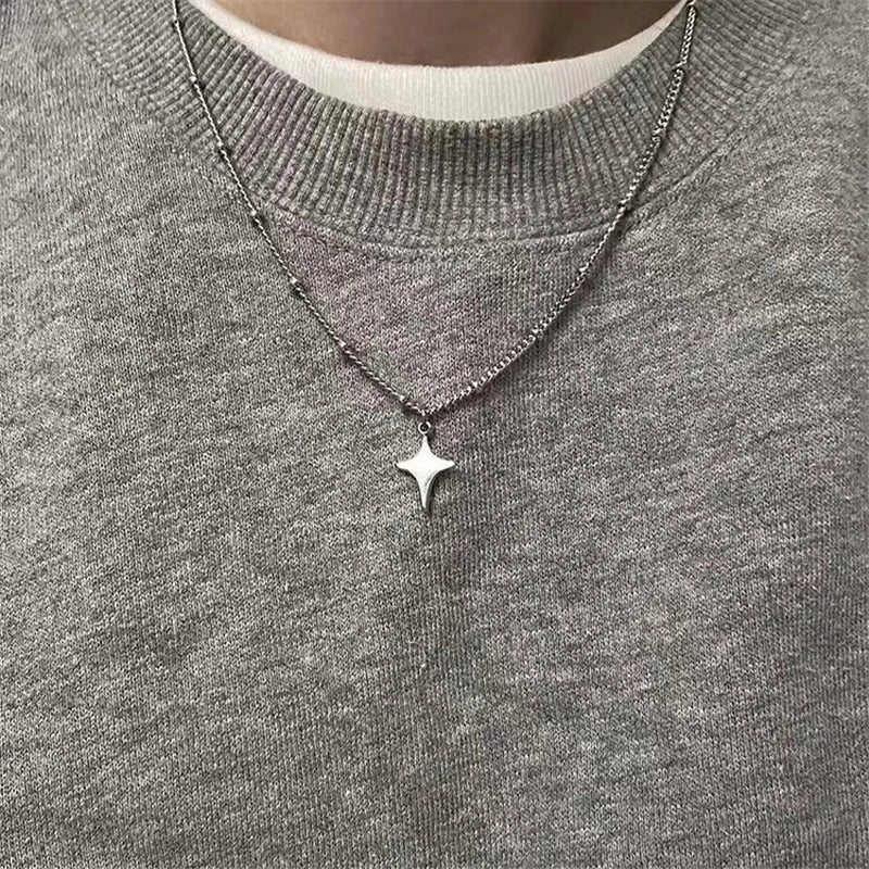 Kpop Y2K Trendy Star Moon Cross Silver Color Choker Chain Necklace Pendant Neck For Women Men Charm Grunge Punk Fashion Jewelry