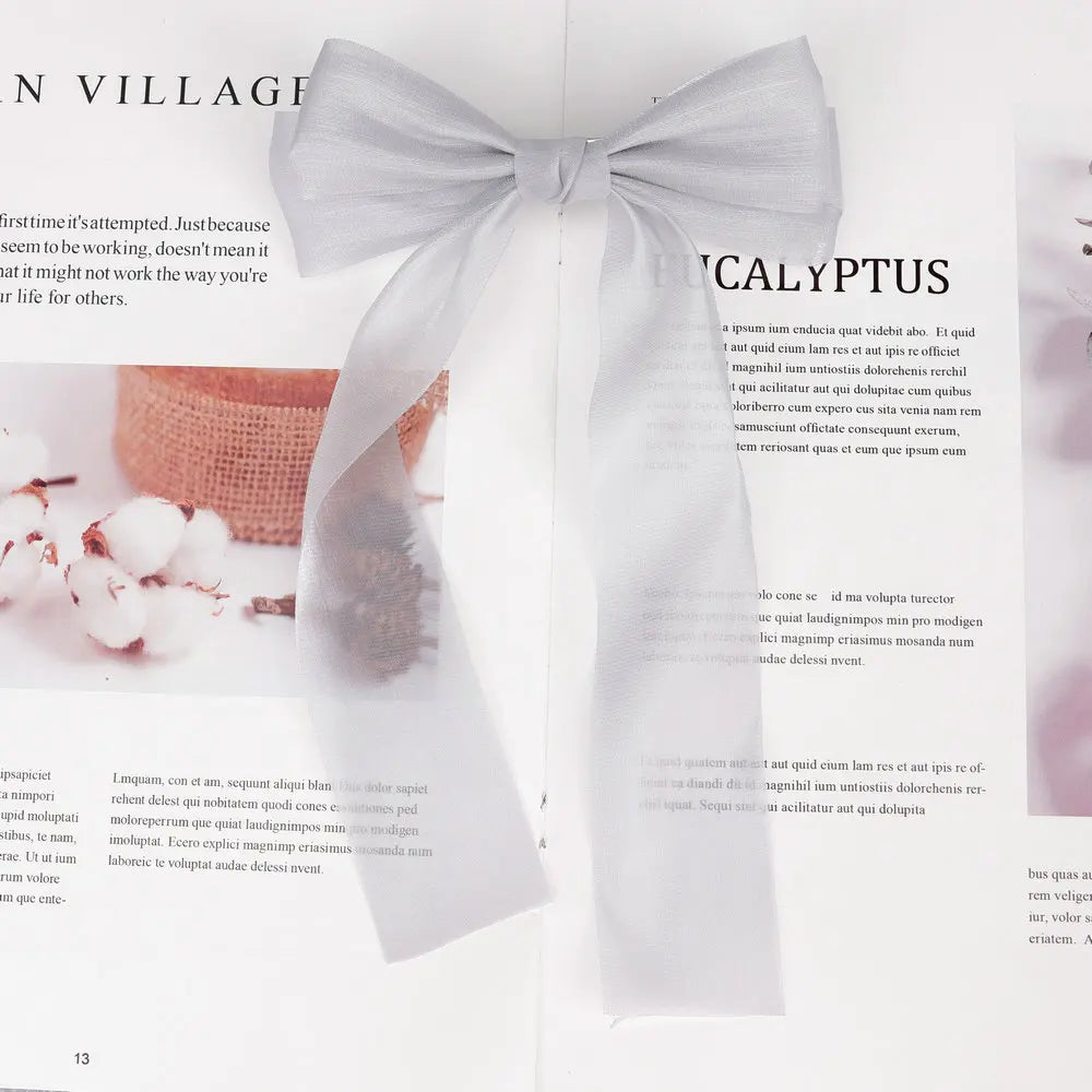 Korean Style Large Chiffon Fabric Hair Bow Hairpin For Women Girls Sweet Hair Clips Bowknot Beige Clip Black Hair Accessories