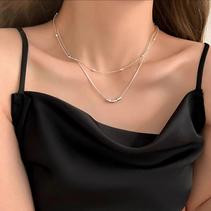 925 Sterling Silver Necklace Simple Style Charm Geometric Shape Pendant Choker Birthday Party Gift for Women Exquisite Jewelry