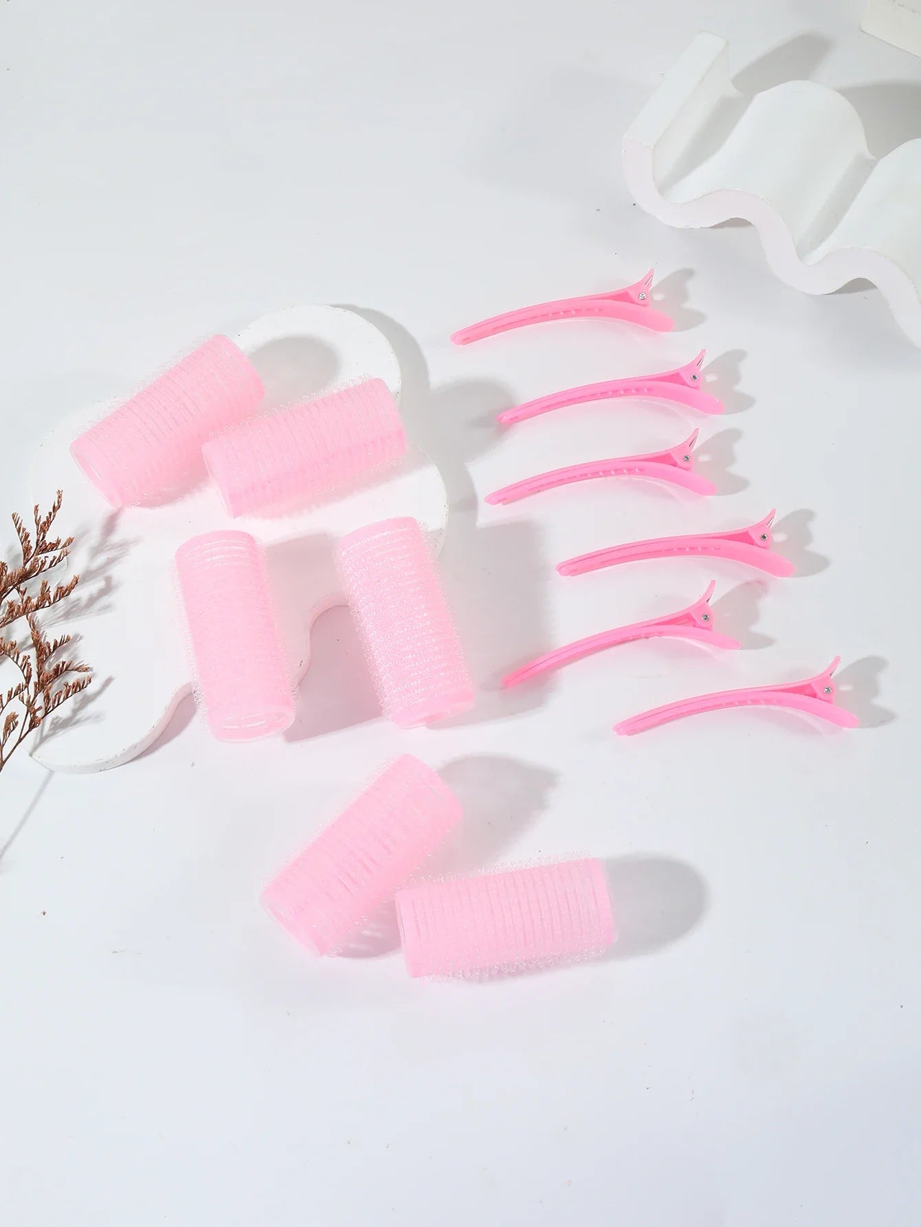 12pcs/set air bar curling iron tube self-adhesive magic roll and bangs hair clip curling styling tool