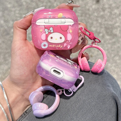 Gift Styles That Girls Like For Sanrio Melody Kuromi Hello Kitty Anti-drop Headphones Cover Cartoon For Airpods 4 3 1 2 Pro Pro2