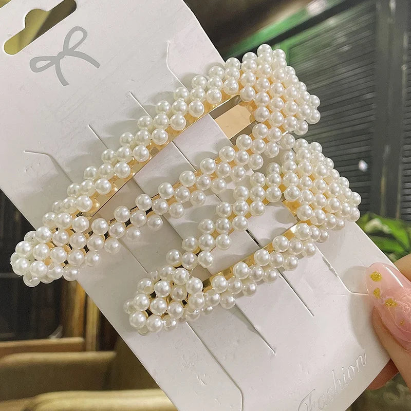 Simulated Pearl Hair Clips For Women Korean Women Hairpins Girl Geometric Hair Barrettes Fashion Hairgrip Hair Accessories