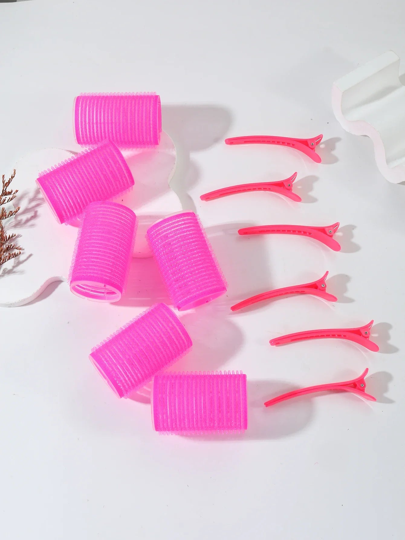 12pcs/set air bar curling iron tube self-adhesive magic roll and bangs hair clip curling styling tool