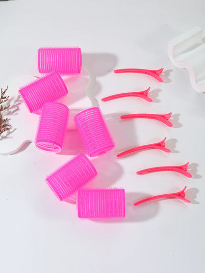 12pcs/set air bar curling iron tube self-adhesive magic roll and bangs hair clip curling styling tool