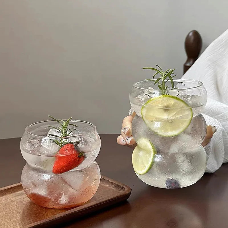 350/550ml Transparent Glass Cup Cold Coffee Cup With Straw Dessert Juice Milk Drinkware Mug Party Cocktail Glasses Teacup