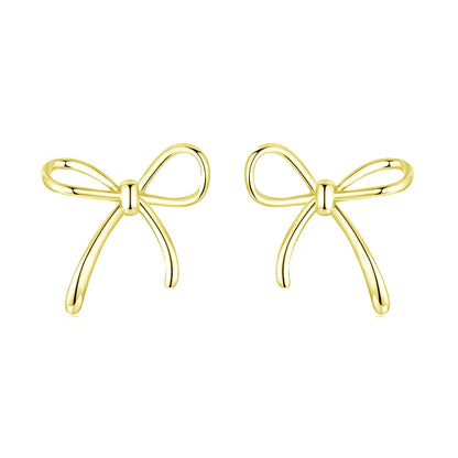 BAMOER Solid 925 Sterling Silver Bow Stud Earrings for Women Hypoallergenic Daily Party Gift Trendy Silver Jewelry SCE1924