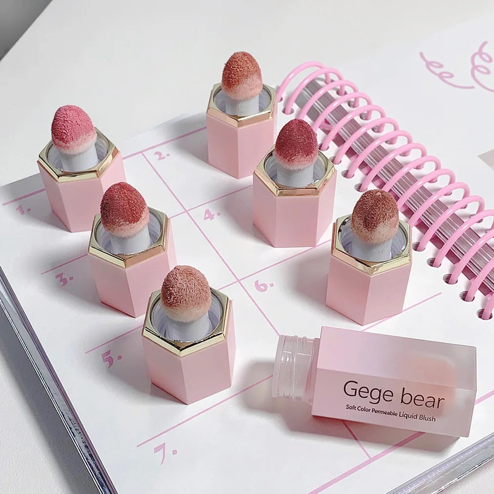 Gege Bear Liquid Blush Cream 6 Colors Smooth Velvet Matte Pink Blusher Natural Easy To Smudge
