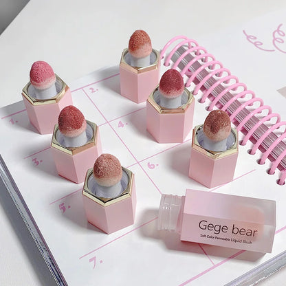 Gege Bear Liquid Blush Cream 6 Colors Smooth Velvet Matte Pink Blusher Natural Easy To Smudge