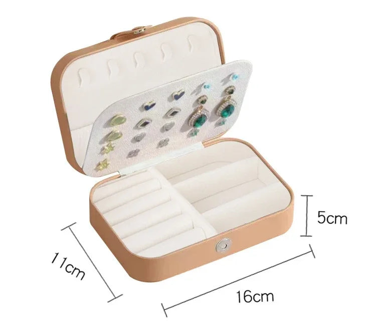 2025 Portable Jewelry Box Jewelry Organizer Display Travel Jewelry Case Boxes Button Leather Storage Zipper Jewelers