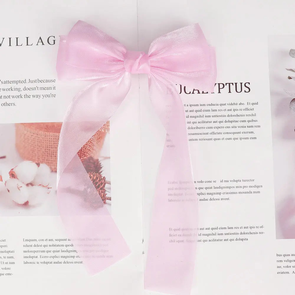 Korean Style Large Chiffon Fabric Hair Bow Hairpin For Women Girls Sweet Hair Clips Bowknot Beige Clip Black Hair Accessories