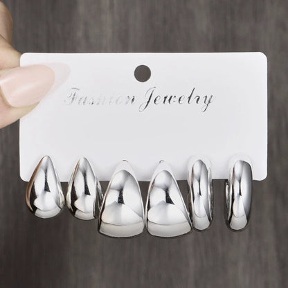 18 Pcs/Set Large C-Shape Teardrop Hoop Earrings for Women Fashion Gold Color Exaggerated Twist Earring Daily Wear Jewelry Gifts