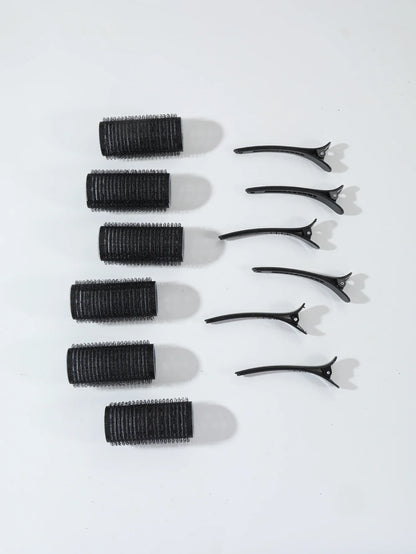 12pcs/set air bar curling iron tube self-adhesive magic roll and bangs hair clip curling styling tool