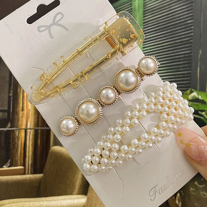 Simulated Pearl Hair Clips For Women Korean Women Hairpins Girl Geometric Hair Barrettes Fashion Hairgrip Hair Accessories