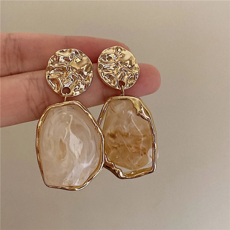 Korea 2024 New Geometry Irregularity Resin Stud Earrings for Women Fashion Wedding Party Jewelry Gift Wholesale