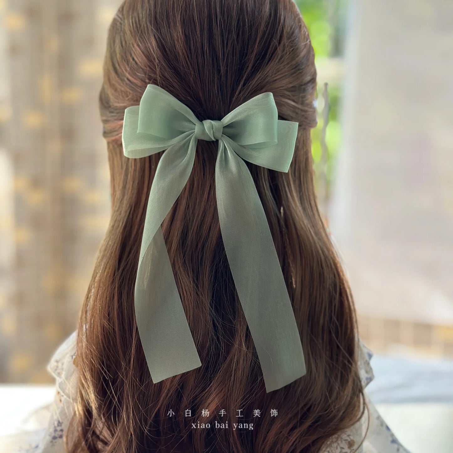 Korean Style Large Chiffon Fabric Hair Bow Hairpin For Women Girls Sweet Hair Clips Bowknot Beige Clip Black Hair Accessories
