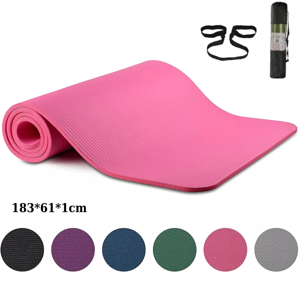 [EU STOCK]183*61*1cm Yoga Mat, Exercise Mat, NBR Sport Fitness Pilates Home Gym Fitness Cushion,Strap and Transport Bag