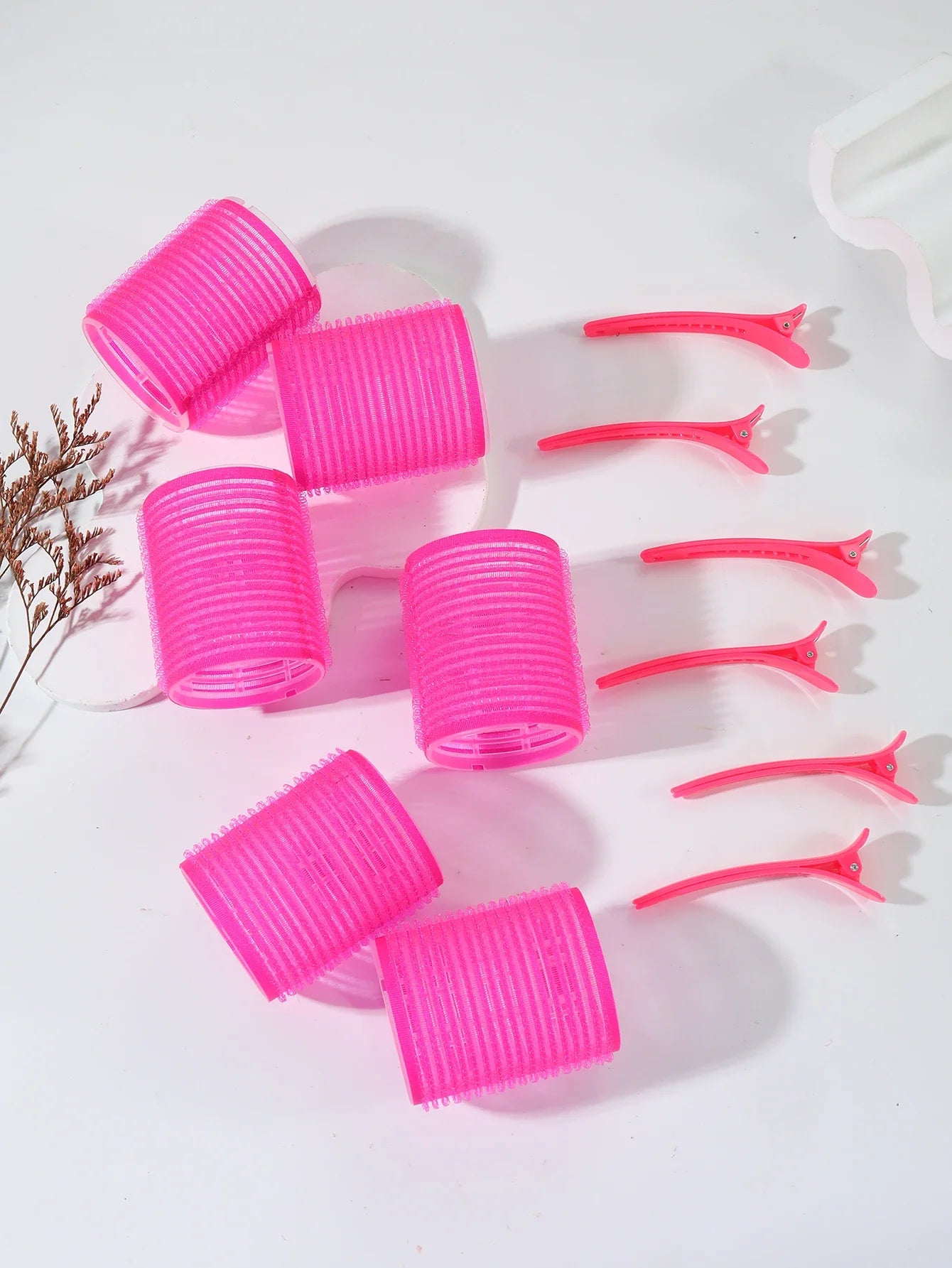 12pcs/set air bar curling iron tube self-adhesive magic roll and bangs hair clip curling styling tool