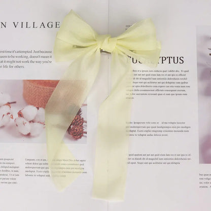 Korean Style Large Chiffon Fabric Hair Bow Hairpin For Women Girls Sweet Hair Clips Bowknot Beige Clip Black Hair Accessories