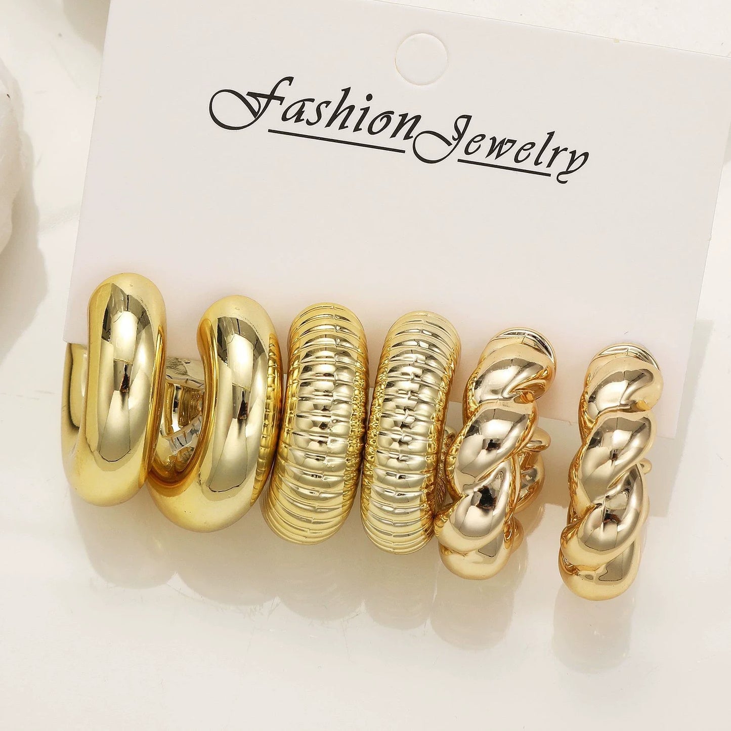 18 Pcs/Set Large C-Shape Teardrop Hoop Earrings for Women Fashion Gold Color Exaggerated Twist Earring Daily Wear Jewelry Gifts