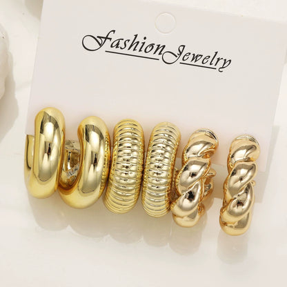 18 Pcs/Set Large C-Shape Teardrop Hoop Earrings for Women Fashion Gold Color Exaggerated Twist Earring Daily Wear Jewelry Gifts