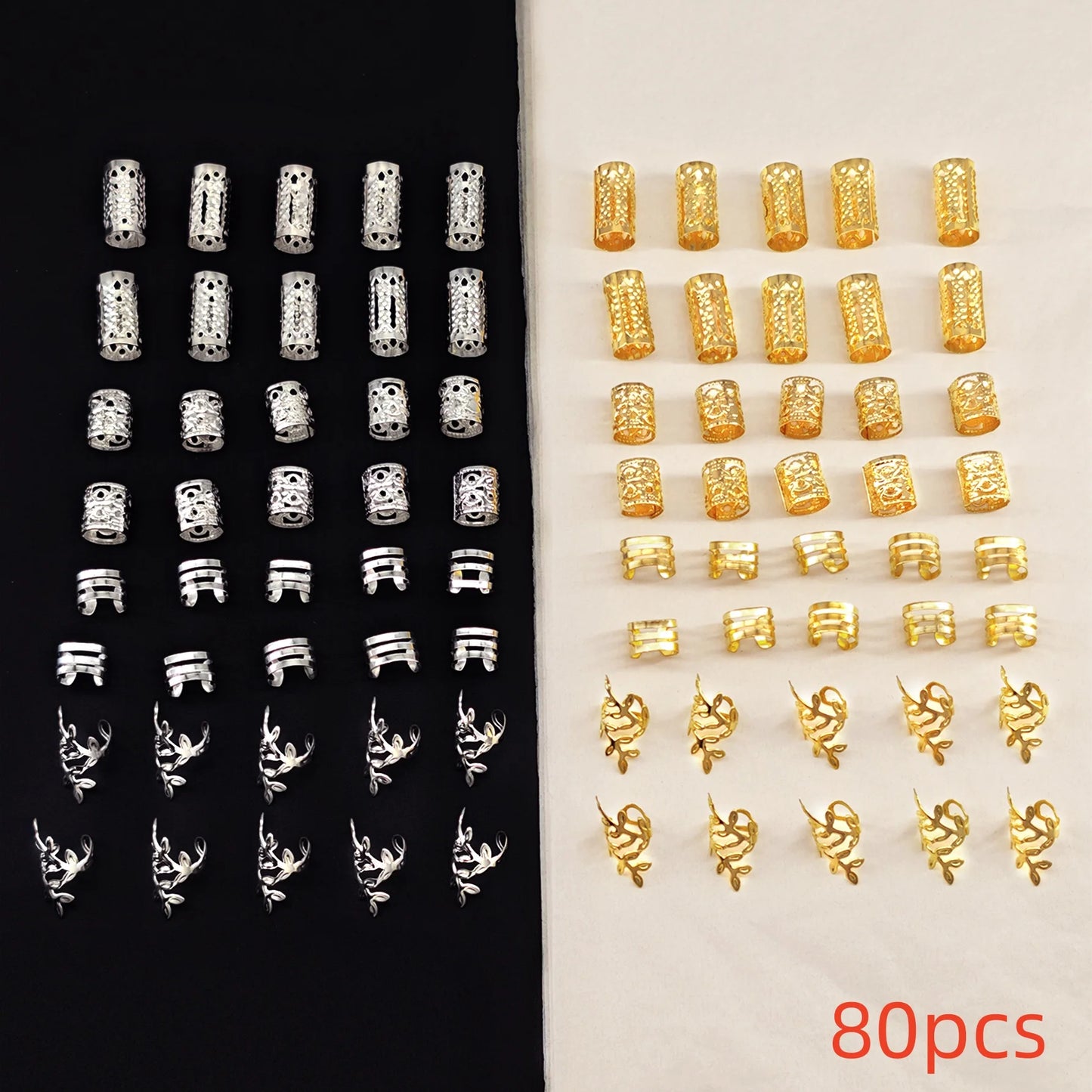 40/80PCS Elegant Hollow Out Hair Rings  For Women Girls DIY Hair Accessories Loc Hair Jewelry for Braids