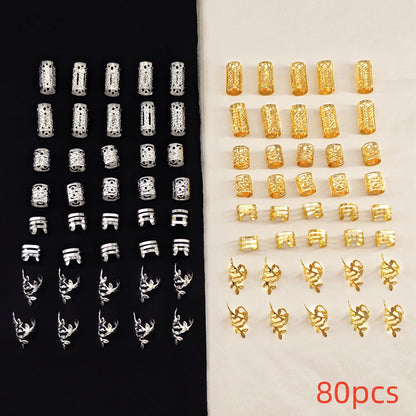 40/80PCS Elegant Hollow Out Hair Rings  For Women Girls DIY Hair Accessories Loc Hair Jewelry for Braids