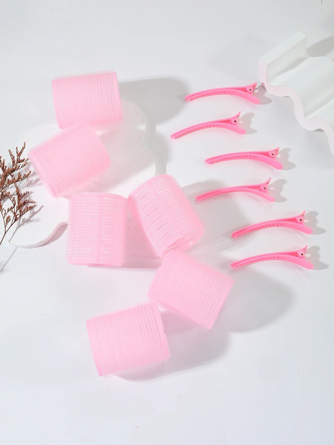 12pcs/set air bar curling iron tube self-adhesive magic roll and bangs hair clip curling styling tool