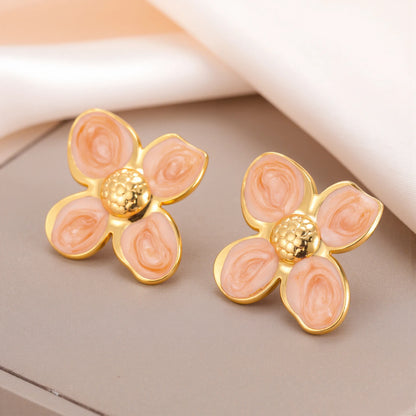 Cazador 2Pcs Flower Women's Earrings Stainless Steel Stud Earrings Jewelry Trend 2025 Party Wedding Birthday Gifts New Wholesale