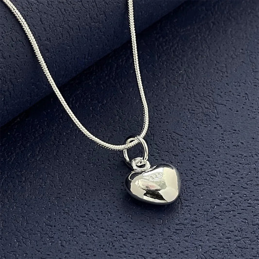 925 Sterling Silver Heart Pendant Necklace, Ladies Simple Luxury Banquet Wedding Festival Birthday Jewelry Gift