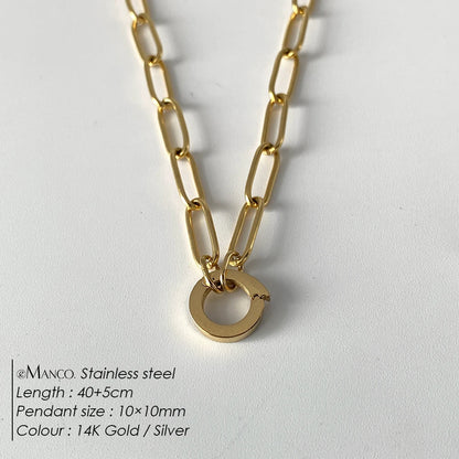 eManco Charm Necklace Heart Lock Link Pearl Chain for Handmade DIY Pendant Accessory Stainless Steel Women's Waterproof Jewelry