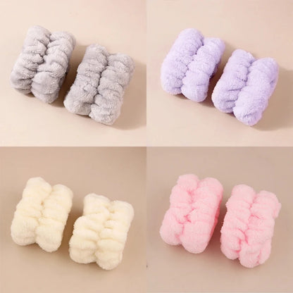 Cute Fashion Multifunctional Women's Face Washing Cuffs Waterproof Water Absorbent Wrist Cotton Velvet Hairband Hair Accessories