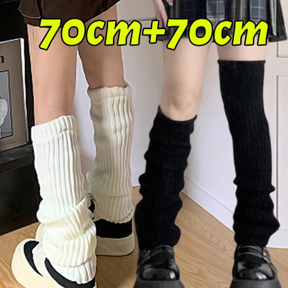 40-70cm Knitted Lolita Leg Warmers Women's Long Socks Autumn Winter Wool Foot Cover Arm Warmer Y2K Crochet Heap Socks Boot Cuffs