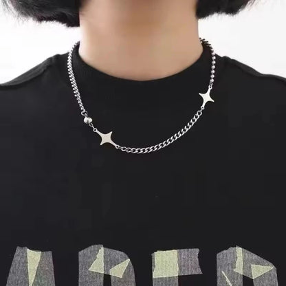 Kpop Y2K Trendy Star Moon Cross Silver Color Choker Chain Necklace Pendant Neck For Women Men Charm Grunge Punk Fashion Jewelry