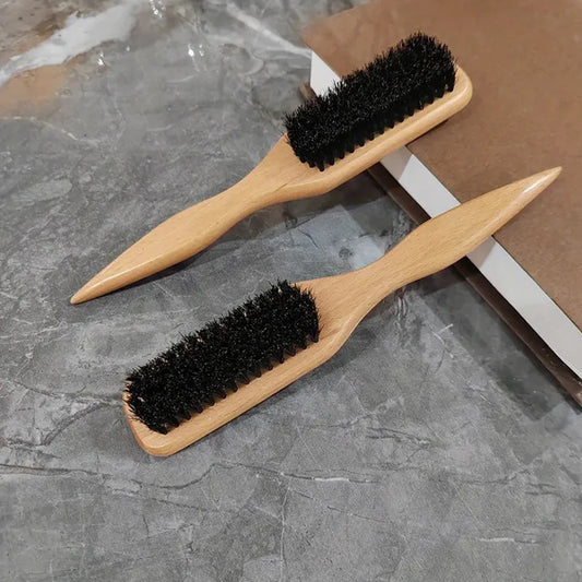 Boar Bristle Slick Back Hair Brush for Sleek Ponytail Bun & Smoothing Baby Hairs, Flyaways, Edge Control - Backcombing & Teasing