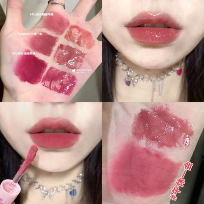 CACE Double Head Lip Gloss Sexy Red Lip Makeup Lip Mud Mirror Water Gloss Lip Glaze Matte Lipstick Waterproof Korean Cosmetics