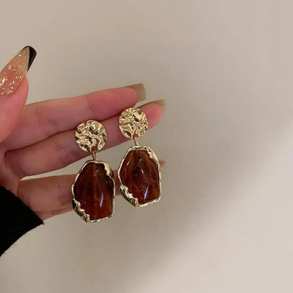 Korea 2024 New Geometry Irregularity Resin Stud Earrings for Women Fashion Wedding Party Jewelry Gift Wholesale