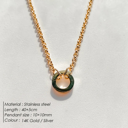 eManco Charm Necklace Heart Lock Link Pearl Chain for Handmade DIY Pendant Accessory Stainless Steel Women's Waterproof Jewelry