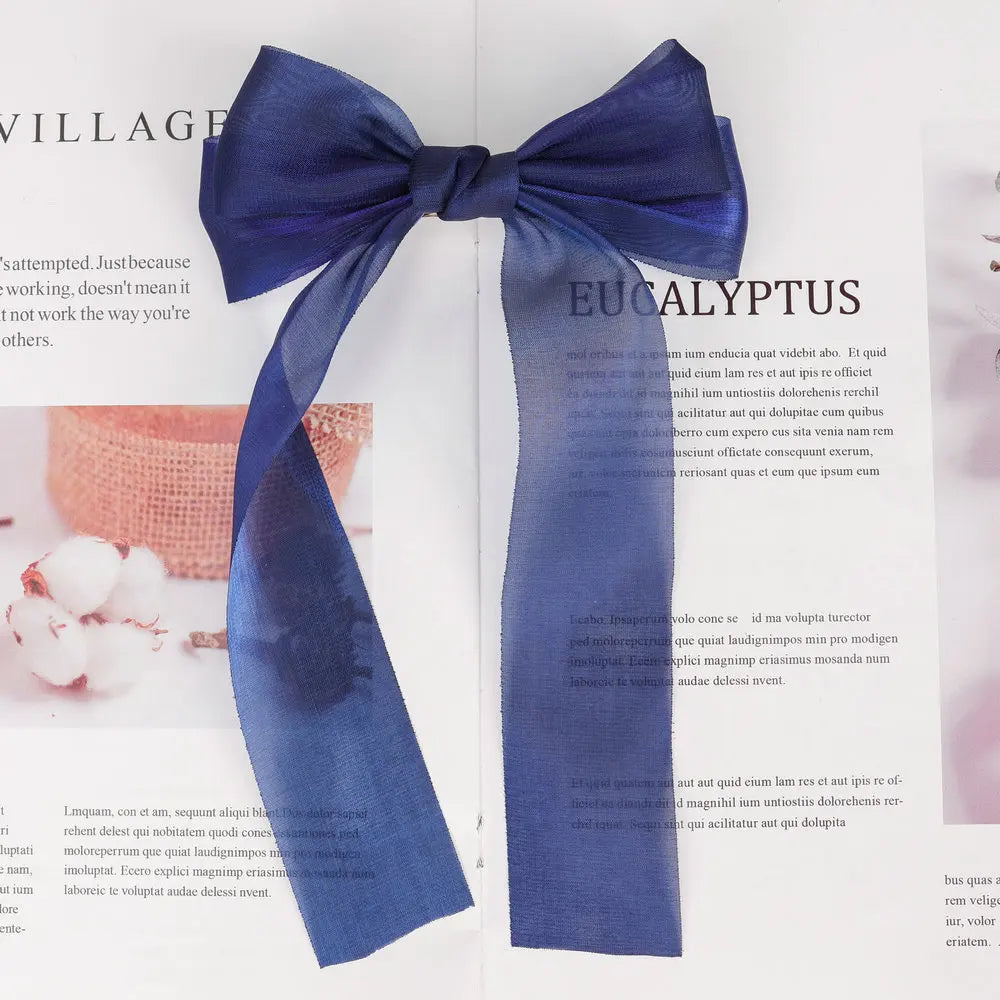 Korean Style Large Chiffon Fabric Hair Bow Hairpin For Women Girls Sweet Hair Clips Bowknot Beige Clip Black Hair Accessories