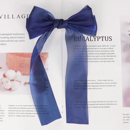 Korean Style Large Chiffon Fabric Hair Bow Hairpin For Women Girls Sweet Hair Clips Bowknot Beige Clip Black Hair Accessories