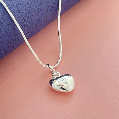 925 Sterling Silver Heart Pendant Necklace, Ladies Simple Luxury Banquet Wedding Festival Birthday Jewelry Gift