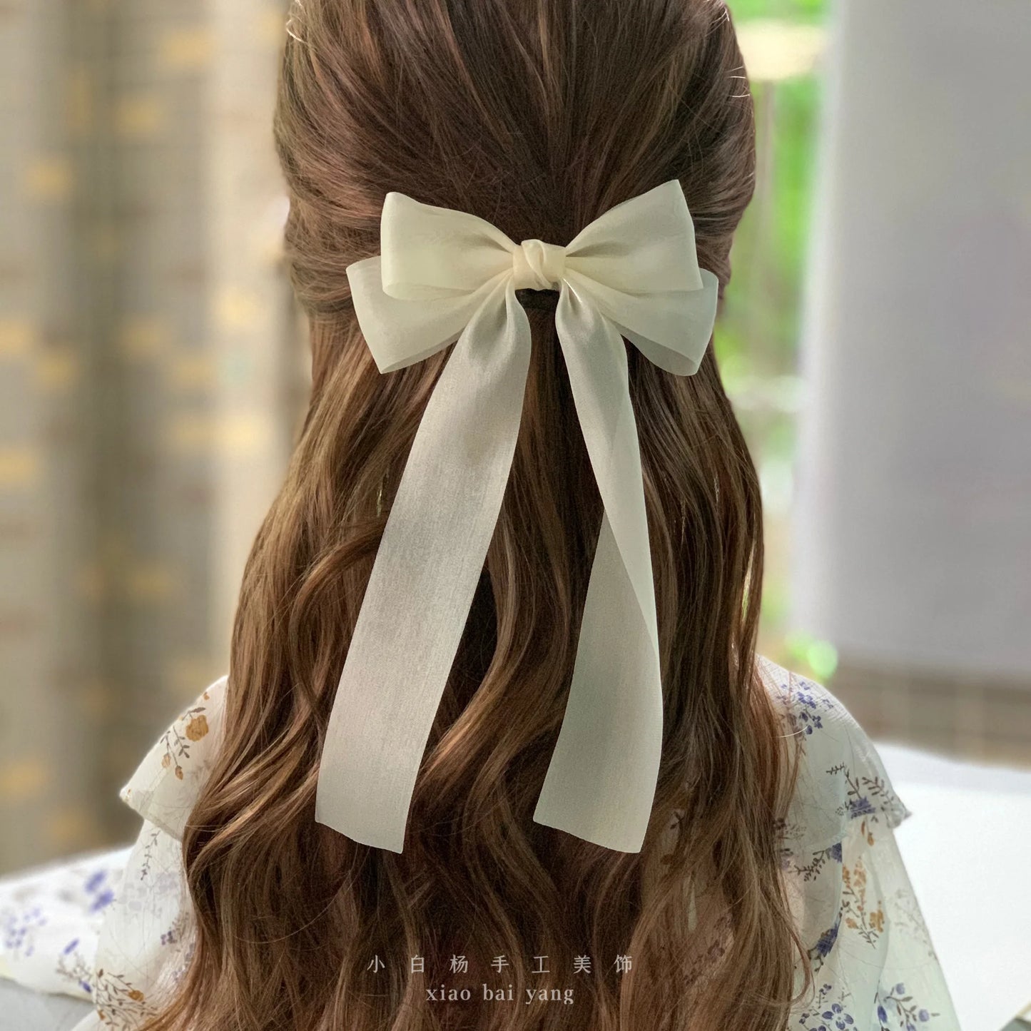 Korean Style Large Chiffon Fabric Hair Bow Hairpin For Women Girls Sweet Hair Clips Bowknot Beige Clip Black Hair Accessories