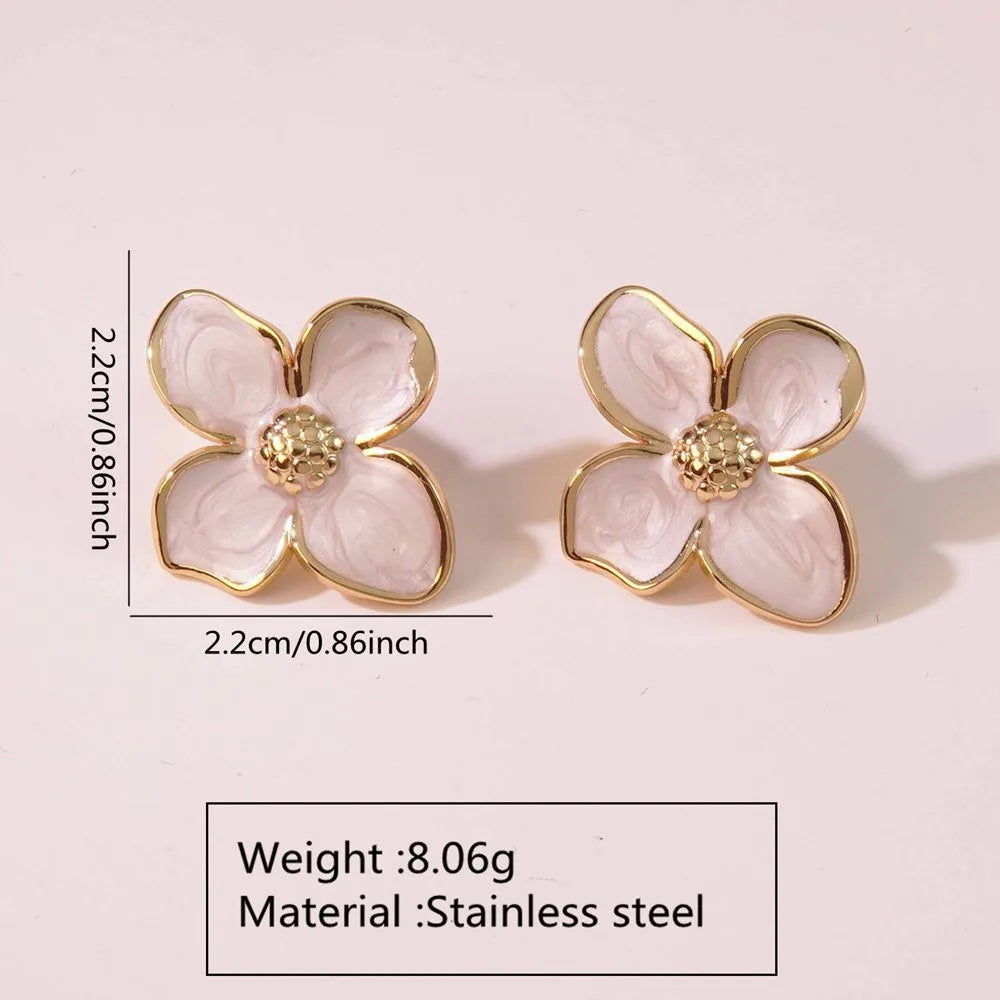 Cazador 2Pcs Flower Women's Earrings Stainless Steel Stud Earrings Jewelry Trend 2025 Party Wedding Birthday Gifts New Wholesale